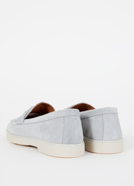 Dune London Grinning loafer van suède - achterkant 2 blauwgrijs