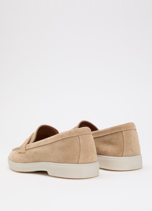 Dune London Grinning loafer van suède - achterkant 2 zand