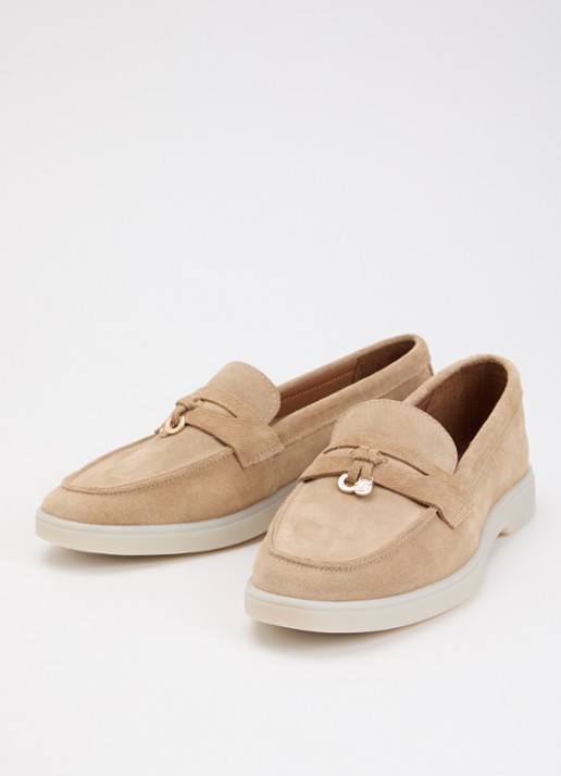Dune London Grinning loafer van suède - detail 3 zand