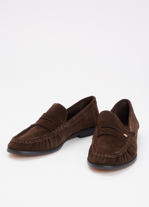 Dune London Grisella loafer van leer - detail 2 donkerbruin