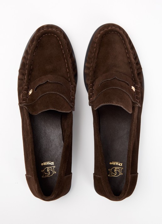 Dune London Grisella loafer van leer - detail 3 donkerbruin