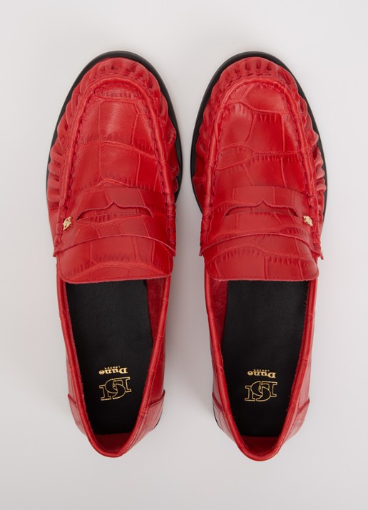 Dune London Grisella loafer van leer - detail 2 rood