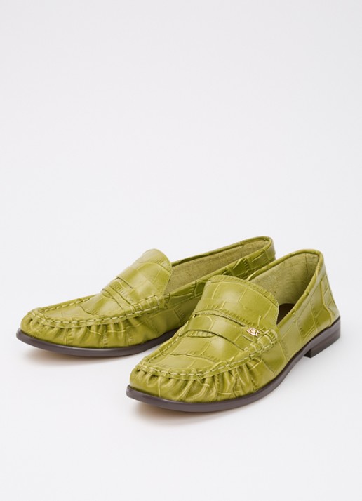 Dune London Grisella loafer van leer - detail 2 groen