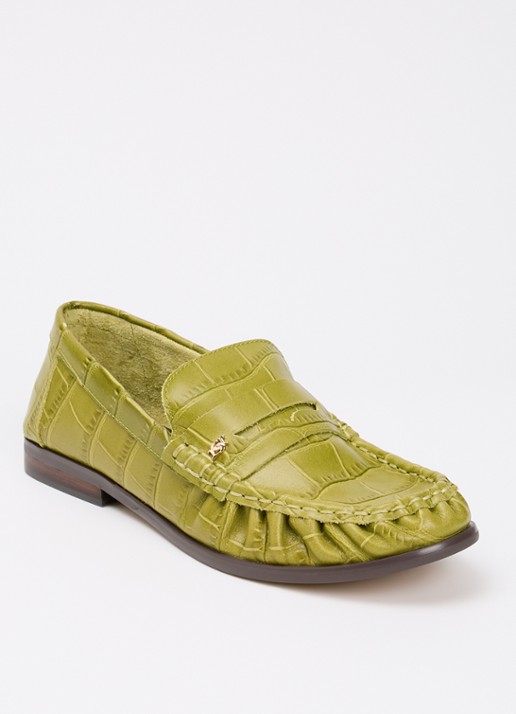 Dune London Grisella loafer van leer - voorkant groen