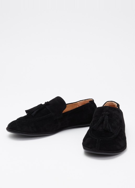 Dune London Grounding loafer van suède - voorkant 3 zwart