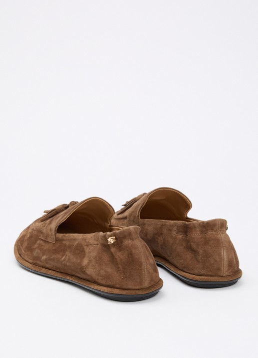 Dune London Grounding loafer van suède - achterkant cognac