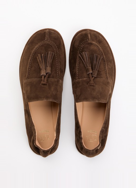 Dune London Grounding loafer van suède - detail 4 donkerbruin