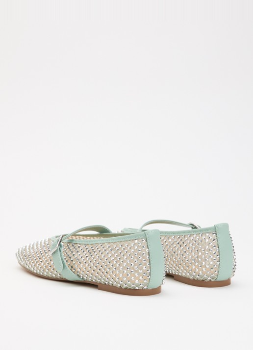 Dune London Haislee ballerina met gestrikt detail - achterkant lindegroen