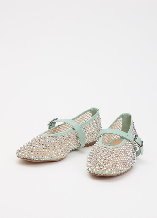 Dune London Haislee ballerina met gestrikt detail - detail 3 lindegroen