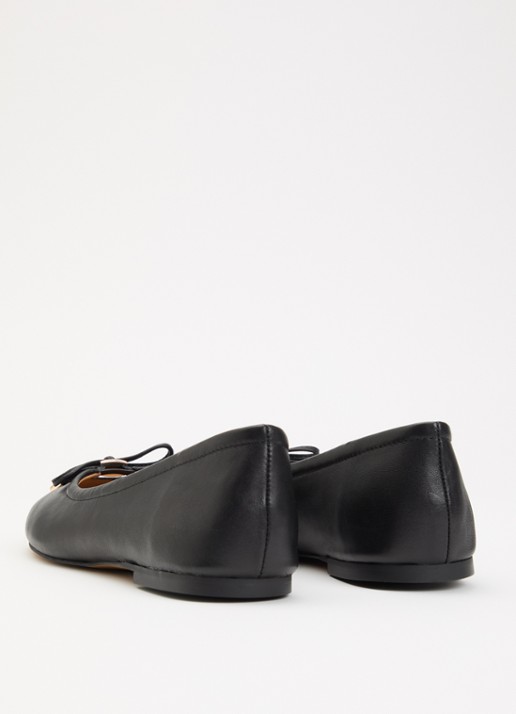 Dune London Hali ballerina van leer met strikdetail - achterkant zwart