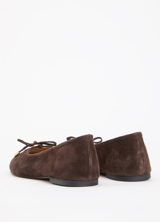 Dune London Hali ballerina van leer met strikdetail - achterkant bruin