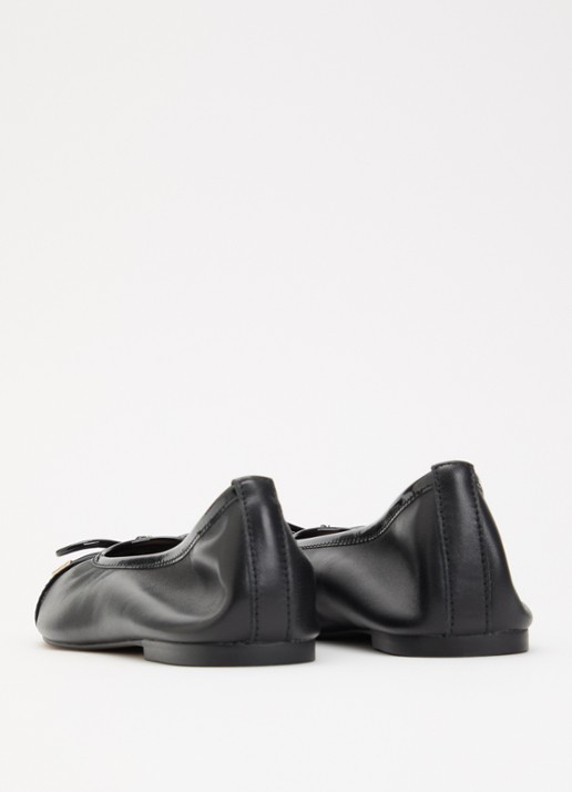 Dune London Haliah ballerina van leer met strikdetail - achterkant zwart