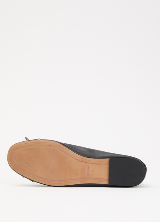 Dune London Haliah ballerina van leer met strikdetail - detail 5 zwart