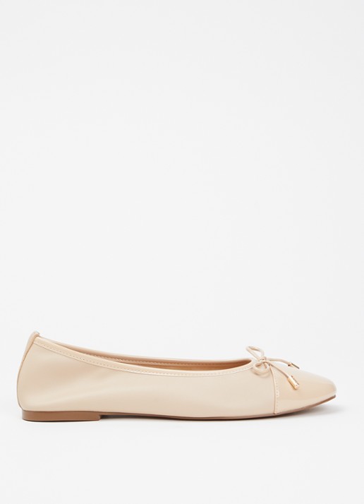 Dune London Haliah ballerina van leer met strikdetail