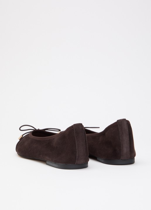 Dune London Haliah ballerina van leer met strikdetail - achterkant 2 donkerbruin
