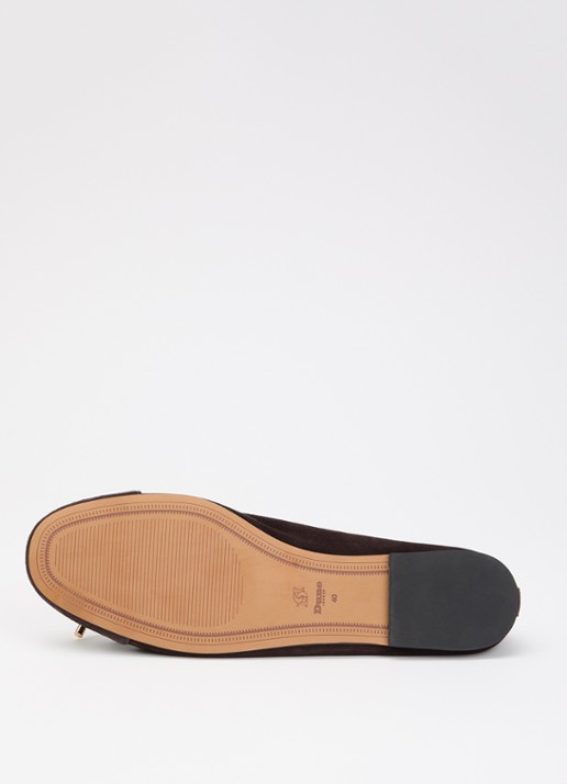 Dune London Haliah ballerina van leer met strikdetail - detail 5 donkerbruin