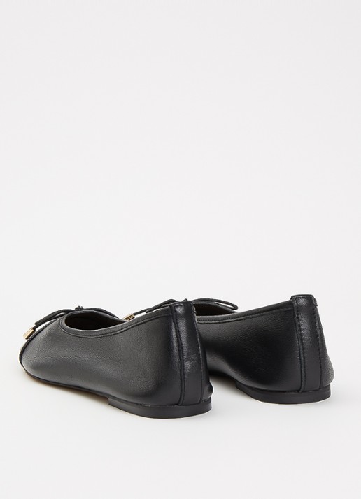 Dune London Haliah ballerina van leer met strikdetail - achterkant 4 diepzwart