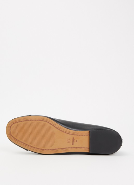 Dune London Haliah ballerina van leer met strikdetail - detail 3 diepzwart