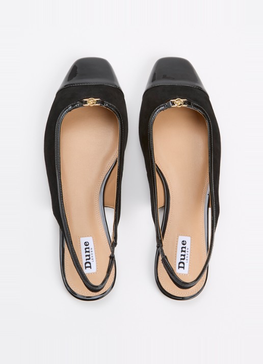 Dune London Hanna slingback van suède - detail 2 zwart