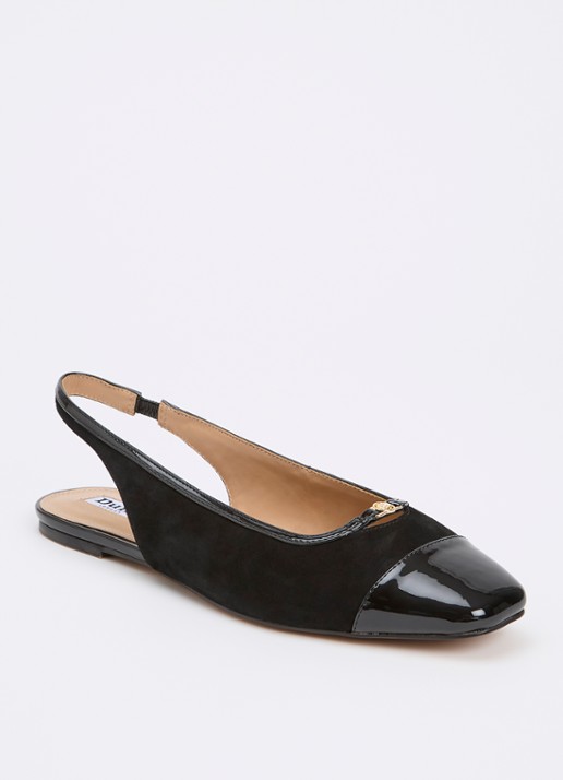 Dune London Hanna slingback van suède - voorkant 5 zwart