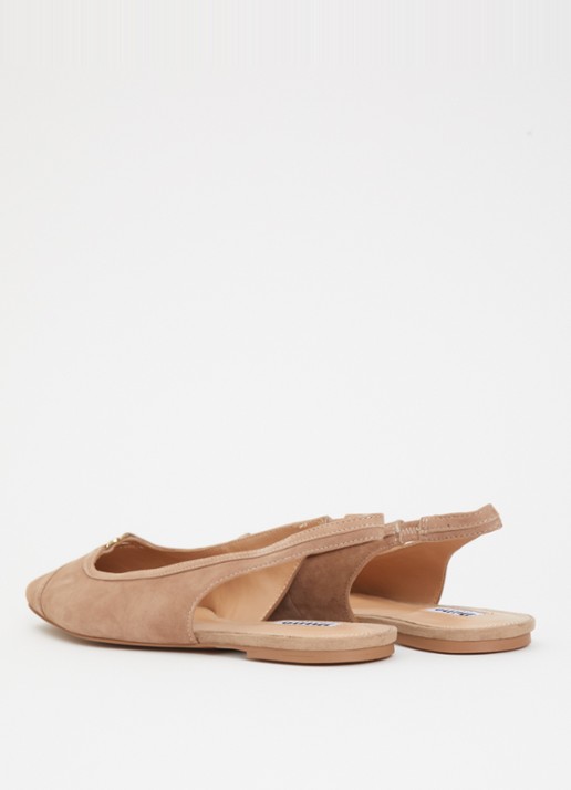 Dune London Hanna slingback van suède - achterkant donkerbeige