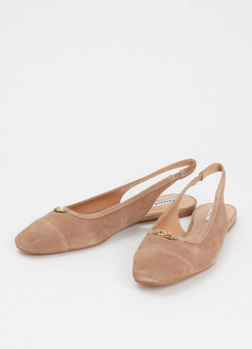 Dune London Hanna slingback van suède - detail 3 donkerbeige