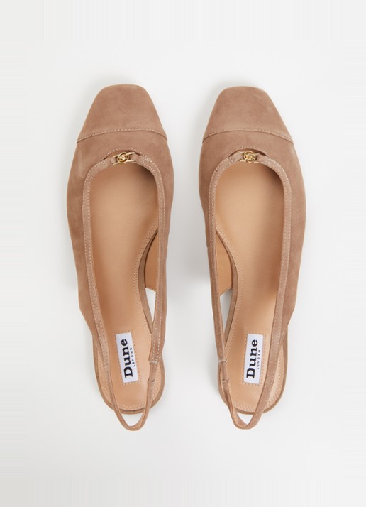 Dune London Hanna slingback van suède - detail 4 donkerbeige