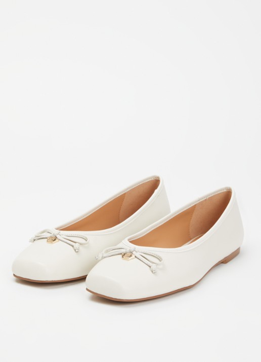 Dune London Harllowe ballerina van leer - detail 2 wit