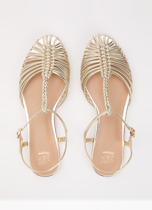 Dune London Harmoni sandaal met metallic finish - detail 2 goud