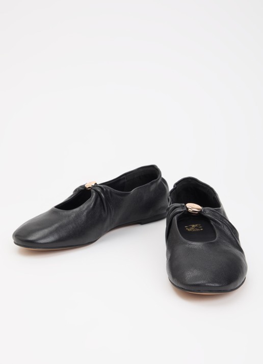 Dune London Havella ballerina van leer - detail 2 zwart