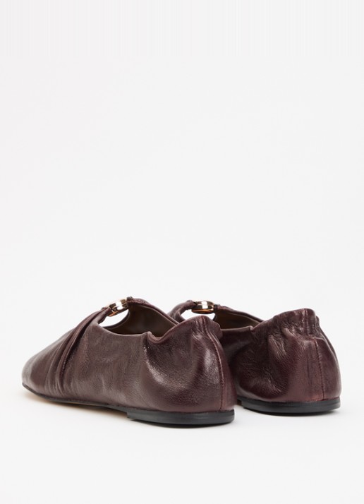 Dune London Havella ballerina van leer - achterkant 2 bordeauxrood