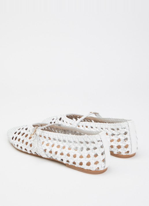 Dune London Hazella ballerina van leer - achterkant wit