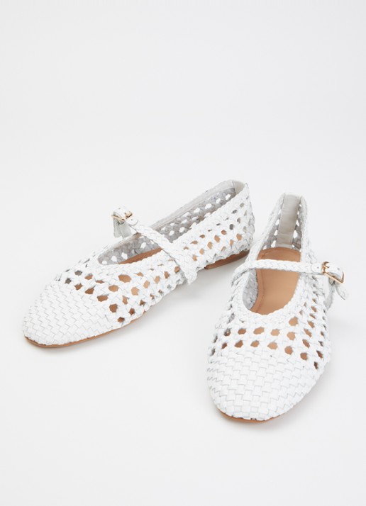 Dune London Hazella ballerina van leer - detail 3 wit
