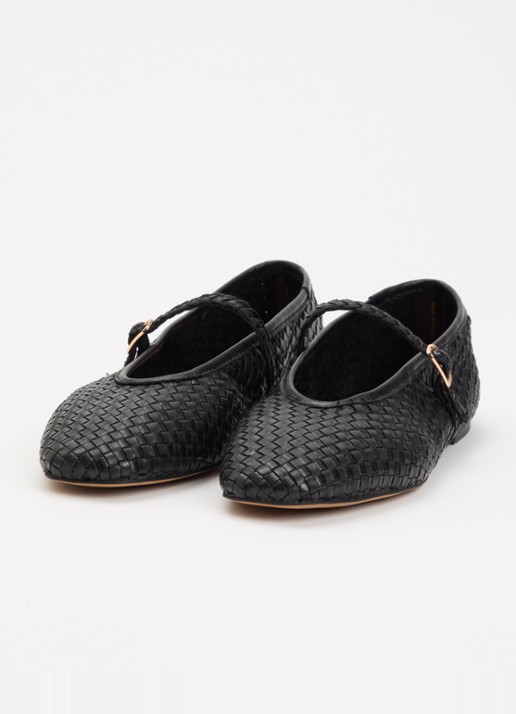 Dune London Headliner Mary Jane ballerina van leer - detail 3 zwart