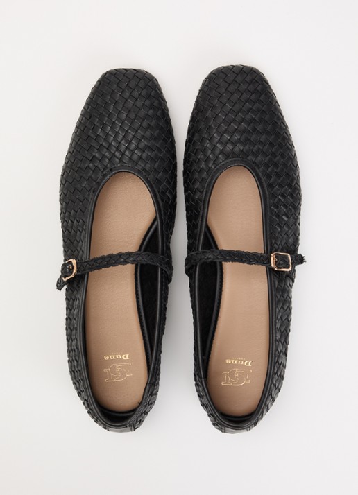 Dune London Headliner Mary Jane ballerina van leer - detail 4 zwart
