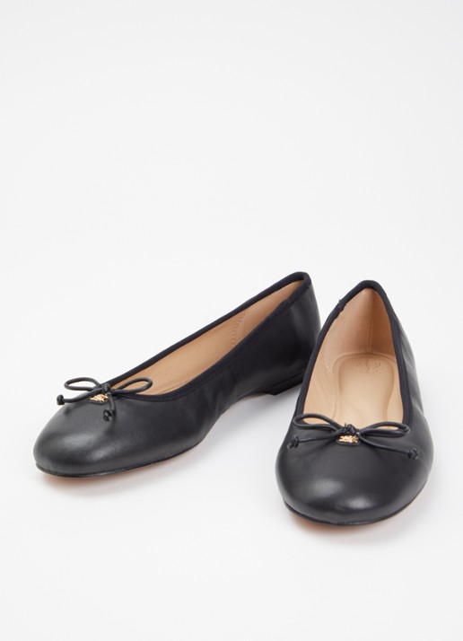 Dune London Helenne ballerina van leer - detail 3 zwart