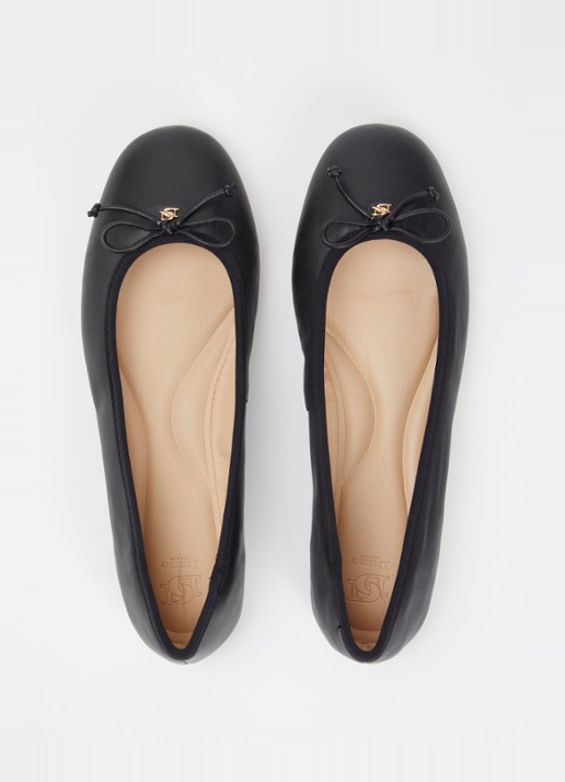 Dune London Helenne ballerina van leer - detail 4 zwart