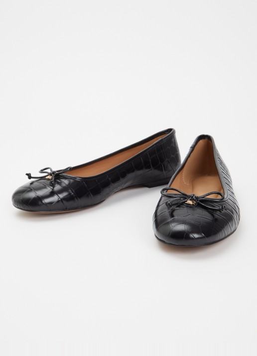 Dune London Helenne ballerina van leer - detail antraciet