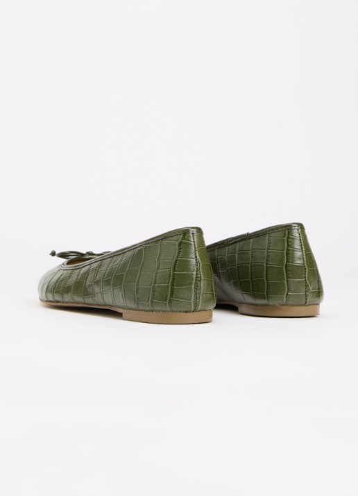 Dune London Helenne ballerina van leer - achterkant 4 groen