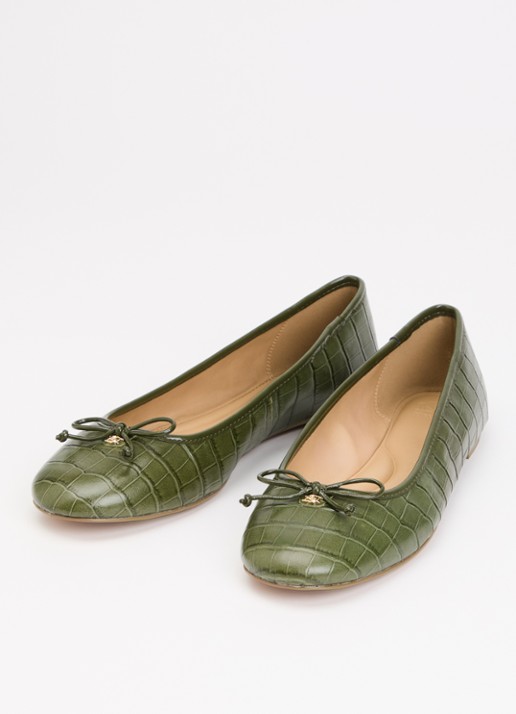 Dune London Helenne ballerina van leer - detail groen
