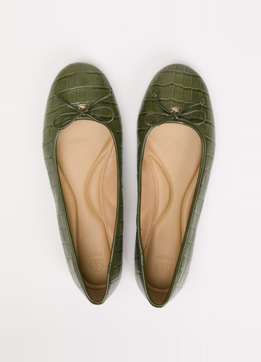 Dune London Helenne ballerina van leer - detail 2 groen