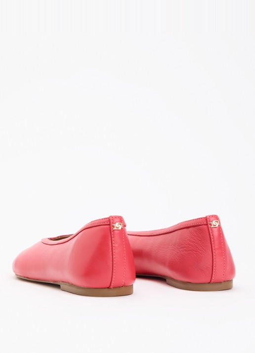 Dune London Hetta ballerina van leer - achterkant roze
