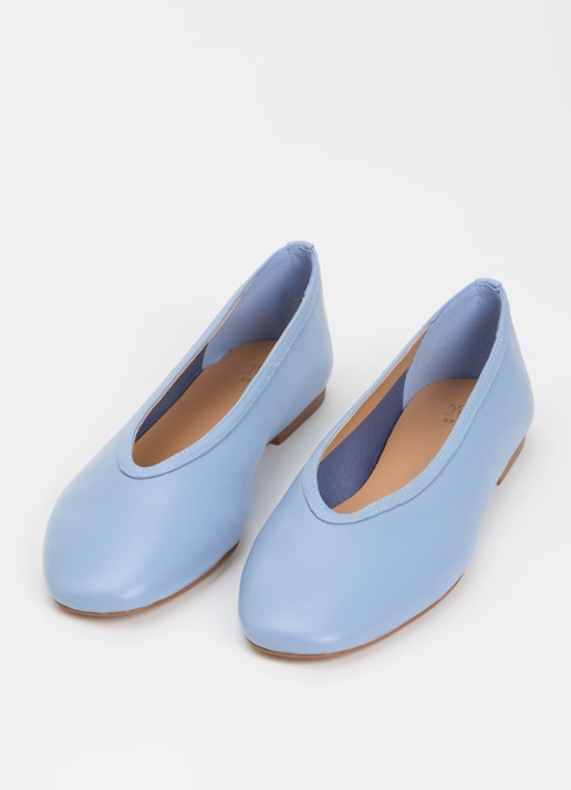 Dune London Hetta ballerina van leer - detail 3 blauw