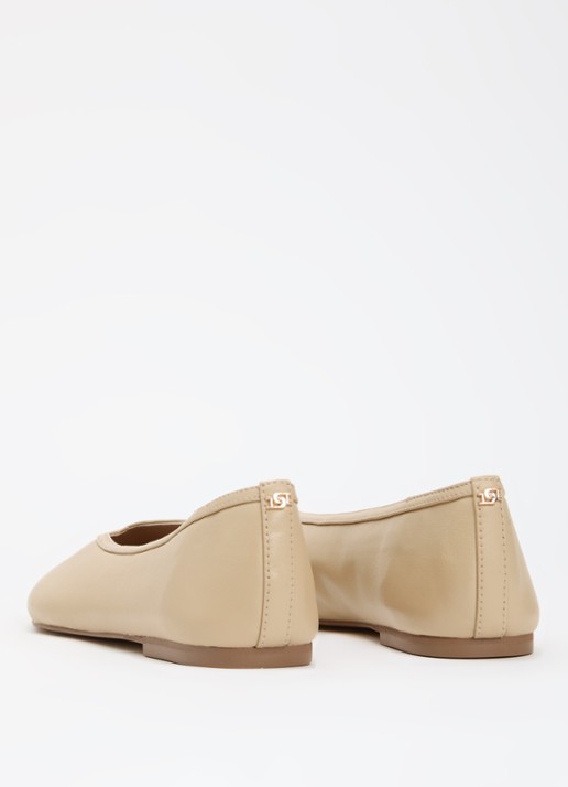 Dune London Hetta ballerina van leer - achterkant 5 beige
