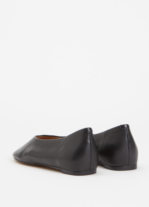 Dune London Highcut ballerina van leer - achterkant zwart