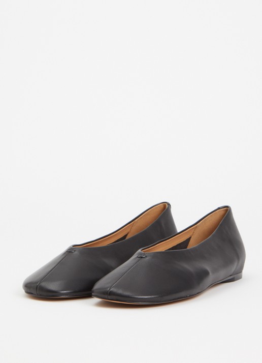 Dune London Highcut ballerina van leer - detail 2 zwart