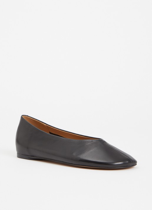 Dune London Highcut ballerina van leer