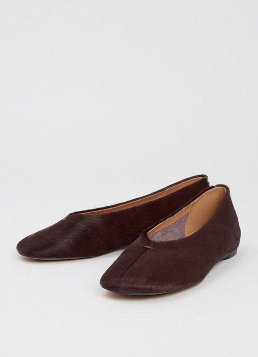 Dune London Highcut ballerina van leer - detail bordeauxrood