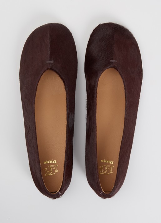 Dune London Highcut ballerina van leer - detail 2 bordeauxrood