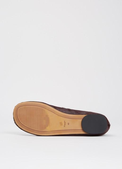 Dune London Highcut ballerina van leer - detail 3 bordeauxrood